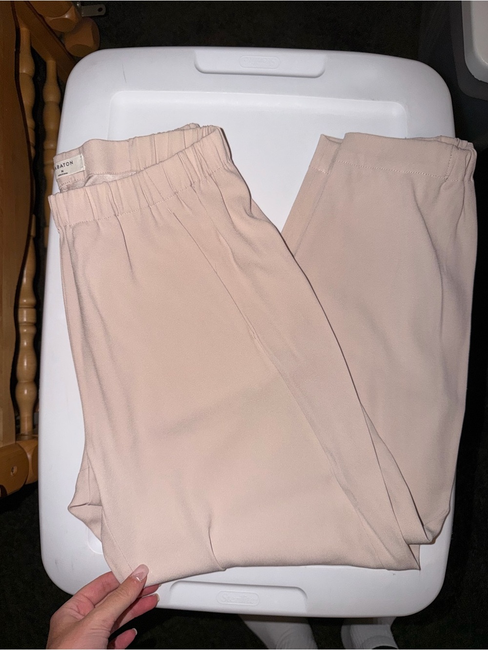 Babaton Blush Pink Elastic-Waist Pants - DEXTER style